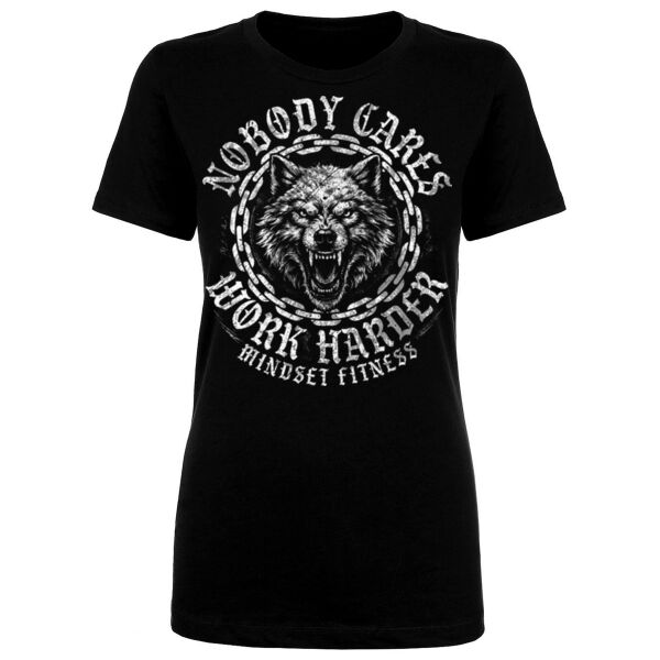 WORK HARDER WOLF - WOMEN'S FITTED T-SHIRT - $OMPBSZ$ Thumbnail